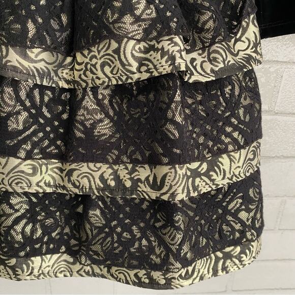 Chasing Fireflies Girls Black Gold Velvet & Lace Tiered Party Dress EUC sz 7 - Picture 3 of 12